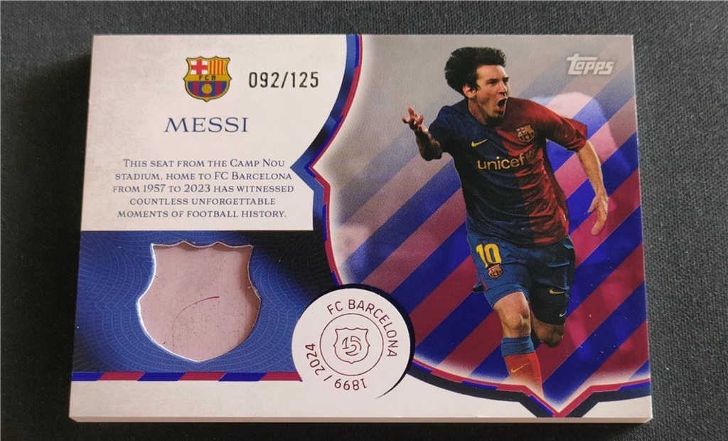2024-25 Topps 125th Anniv. Barcelona LIONEL MESSI Game Used Seat Relic /125