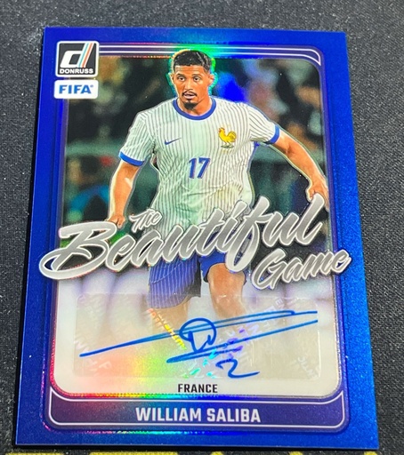 [TC06141] 2024-25 Panini Donruss Soccer France Arsenal William Saliba Blue Autograph /99